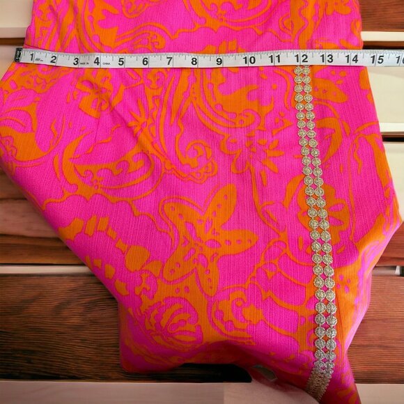 Lilly Pulitzer Hot Pink/Orange With Gold Accents 2015 Seaesta Romper Size 4 - Picture 10 of 14
